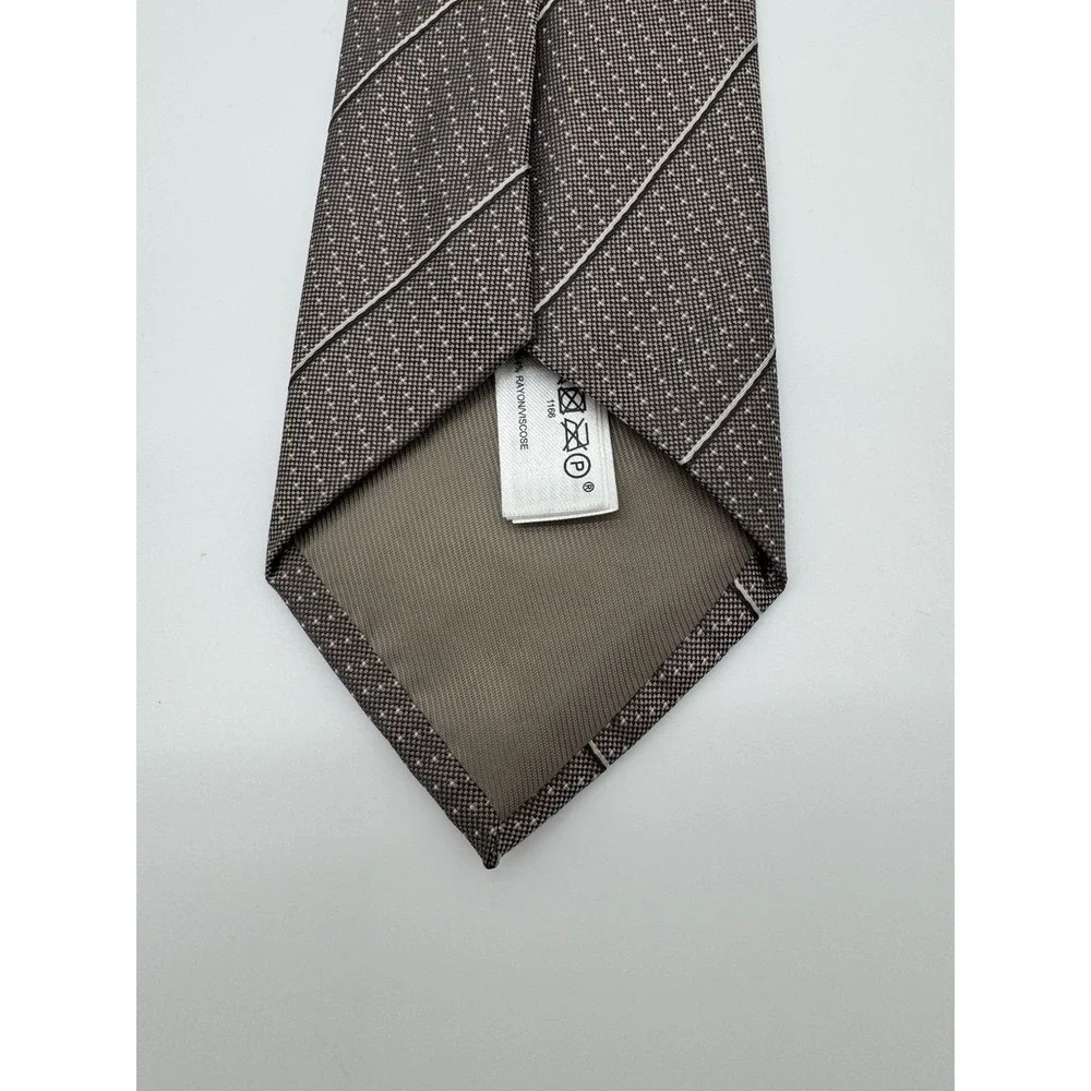 Banana Republic Silk Blend Tie Brown Tan Diagonal Stripe Stain Resistant Classic